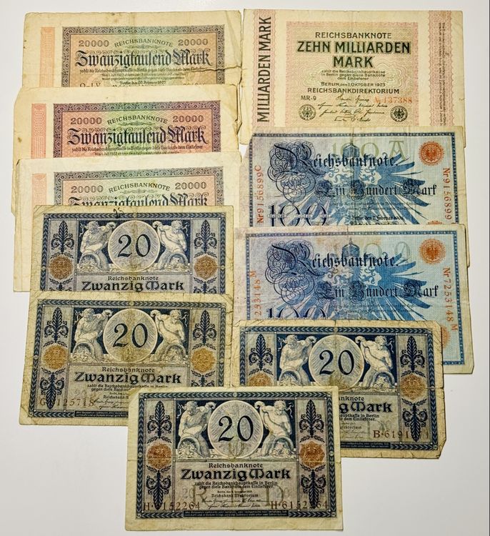Deutsches Inflationsgeld, 1923, Sammlung versch. Scheine (Gebraucht) in ...