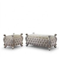 Fußhocker Club Lounge Hocker Leder Textil Ottoman Neu