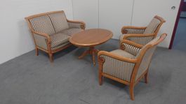 Antike Sofa-Garnitur, Holz, gestreift, Vintage Look!