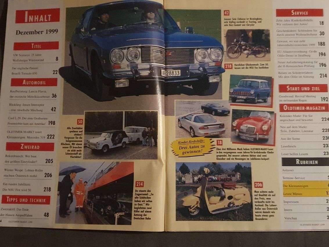 Lancia Sonstiges Fahrzeugzubehör: Oldtimer Markt 12/99  VW Scirocco Lancia Flavia Jensen xa – Gebraucht aus Flawil von sr1_f6st 1