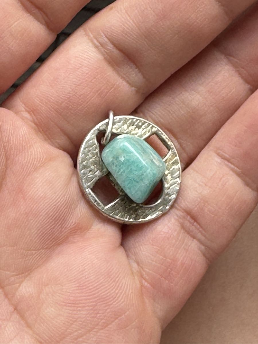 Ciondoli: Unique Silver Pendant with Amazonite Gemstone Charm – Usato da Zürich venduto da olalinda 2