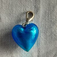 Muranoglas Herzanhänger, türkis-blau, vintage