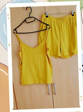 2 Teiliges Strandset (1Träger Top mit 1 Shorts gelb gr L