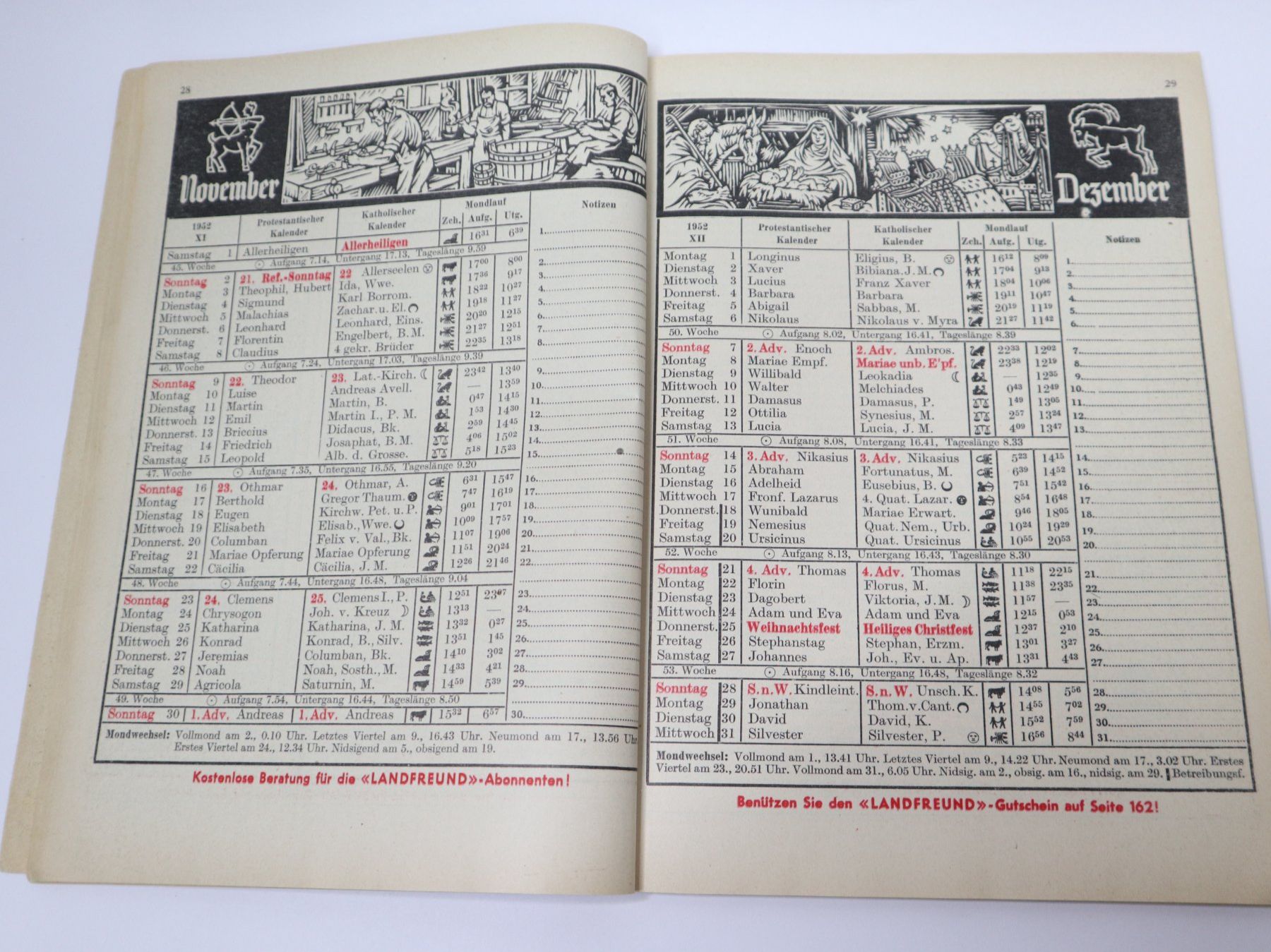 Riviste & Magazine: 1952 Schweizer Rotkreuz Kalender Heft – Usato da Eschenbach SG venduto da Astalavista 3
