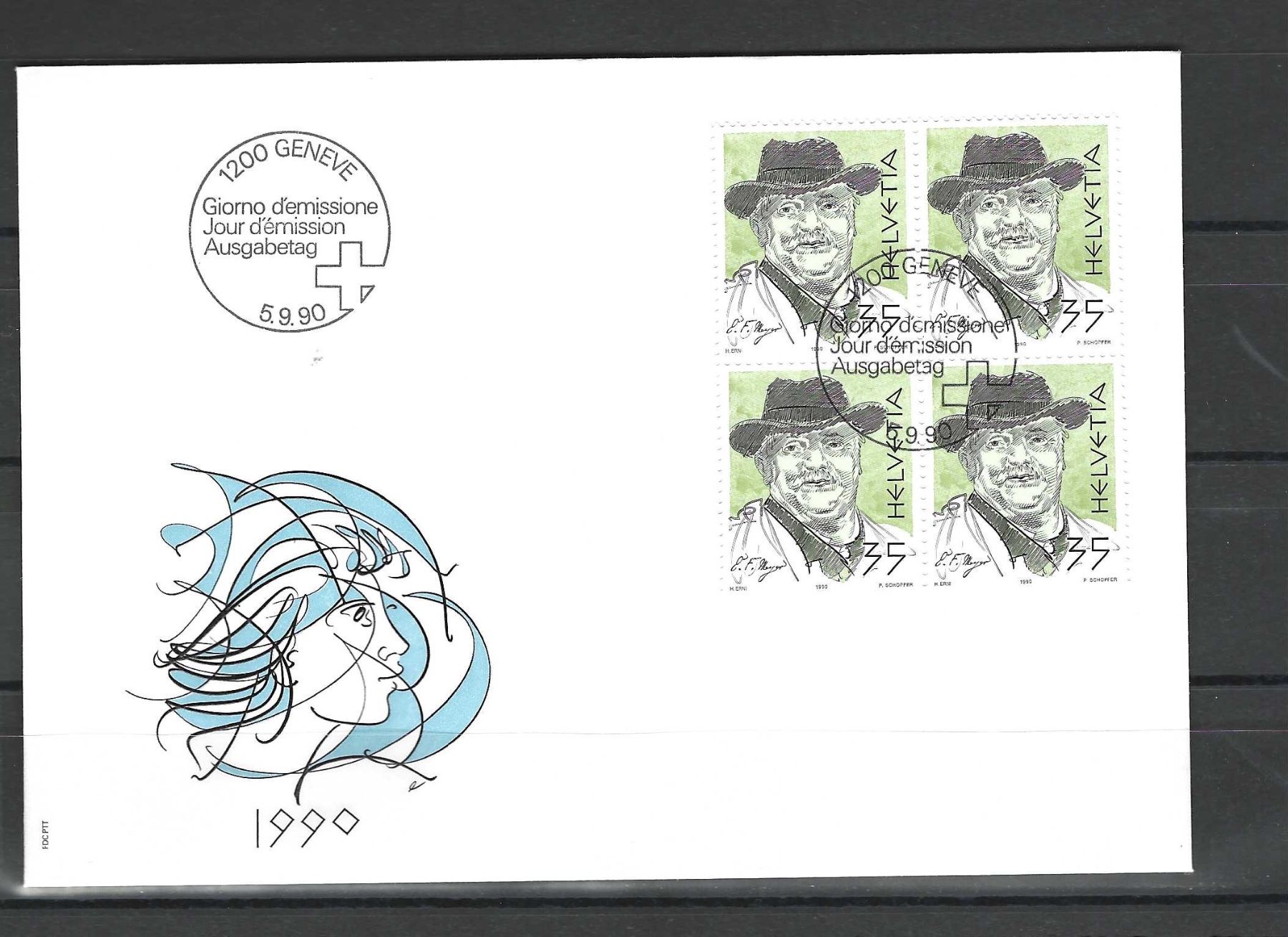 Tutti i francobolli: CH FDC VIERERBLOCK 1990 – Usato da Koblenz venduto da Markenhimmel
