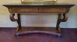 Table console plateau marbre