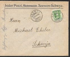 Bedarfsbrief Isidor Pozzi 103 Vollstempel Seewen 23.9.1908