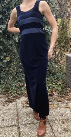 Elegante abito blu notte in velluto taglia M/L