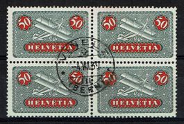 Aviation F9z en bloc de 4 oblit. centrale Vinelz