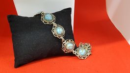 Elegantes Vintage Armband mit Türkis-Imitation, Top Zustand!