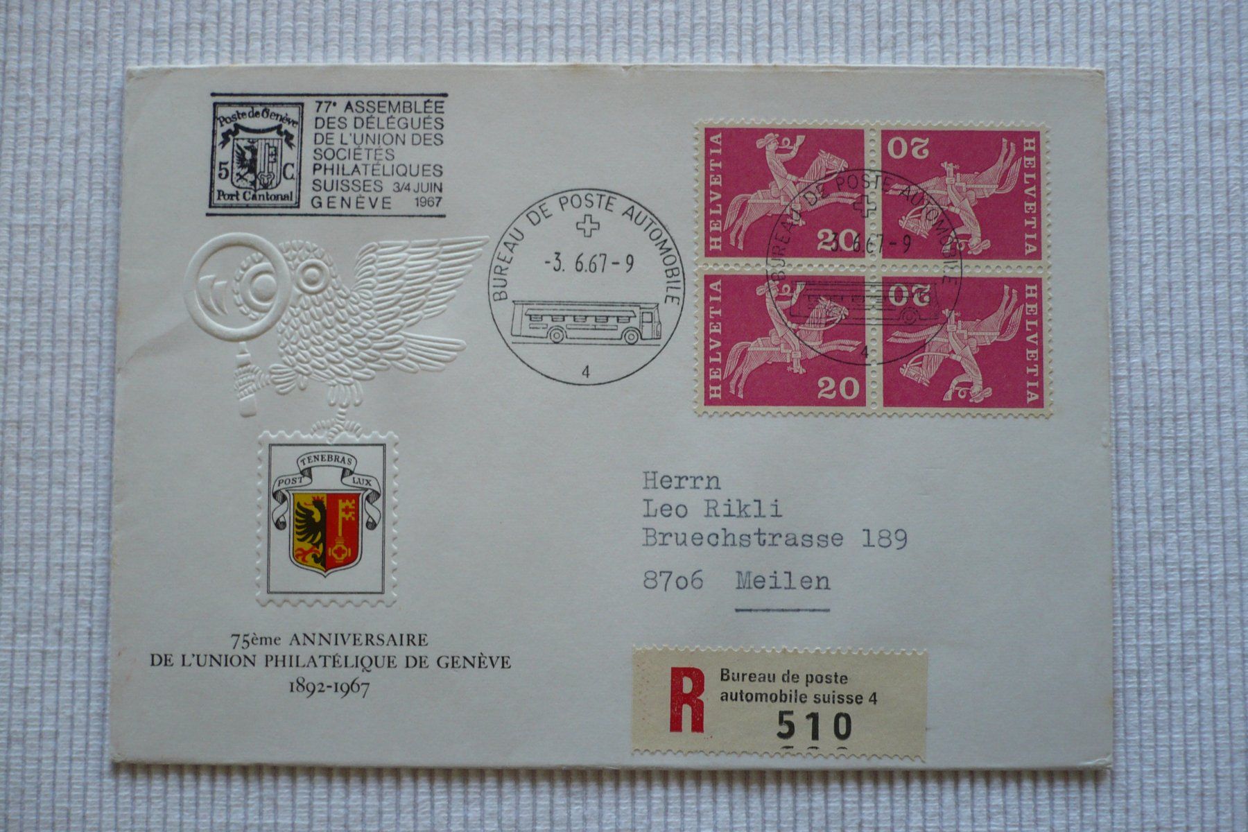 Tutti i francobolli: 1967 77. Delegiertenversammlung VSPHV, Genève – Usato da Zürich venduto da saltandpepper008