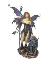 Elfe mit Stab und Biest 23cm PORTOFREI