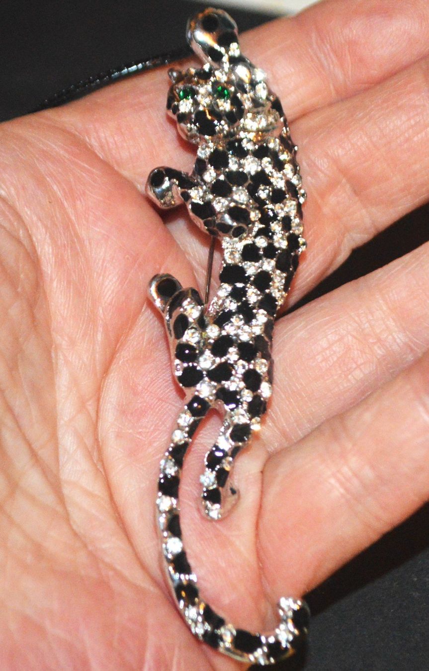 Spille & Fermagli: Brosche oder Halskette C-372B – Leopard silbrig - Strass – Nuovo e nell'imballaggio originale da Goldiwil (Thun) venduto da han_v5b7 2
