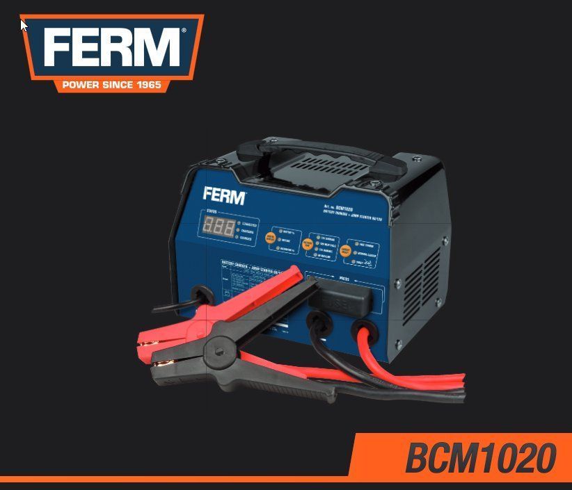 FERM Batterieladegerät mit Startfunktion - 6V/12V