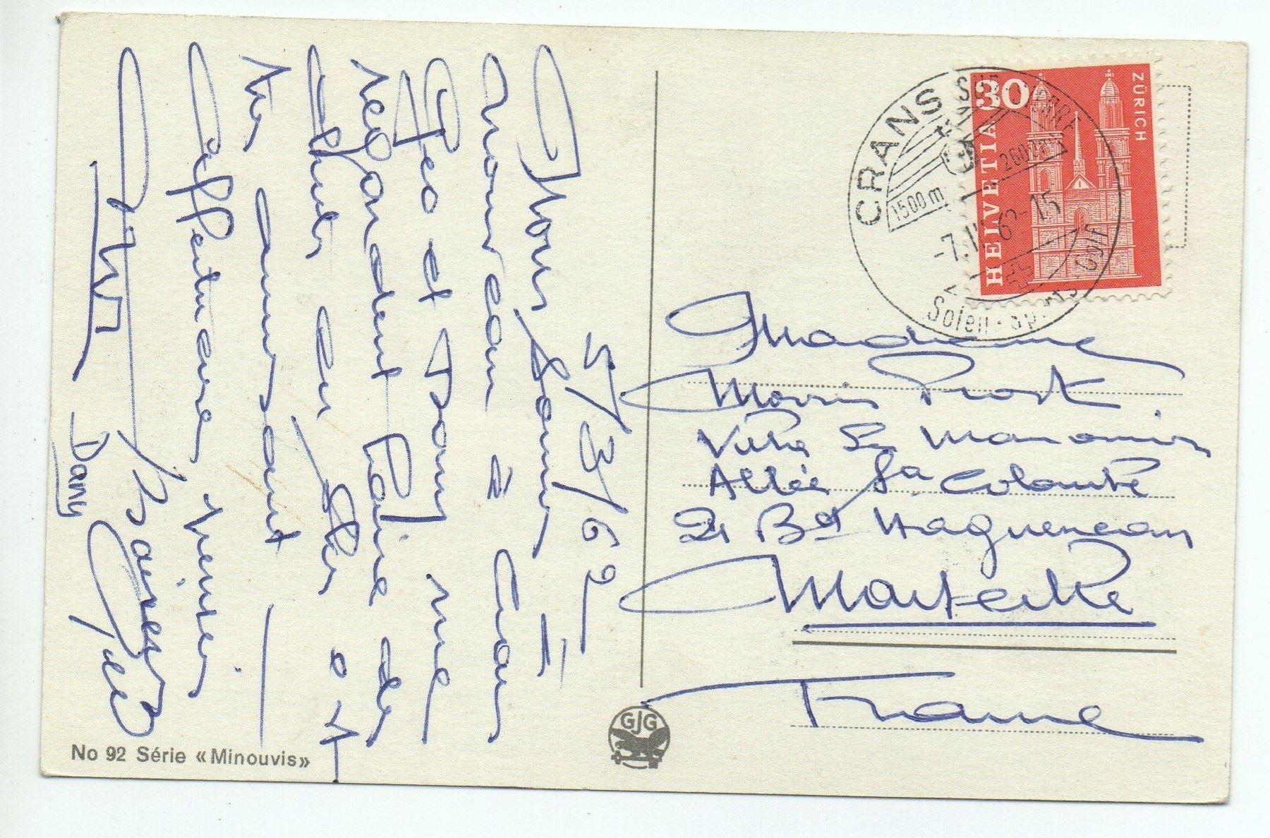 Cartoline postali: MINOUVIS No 92 Ski Billet de parterre – Usato da Jona venduto da philajona 1