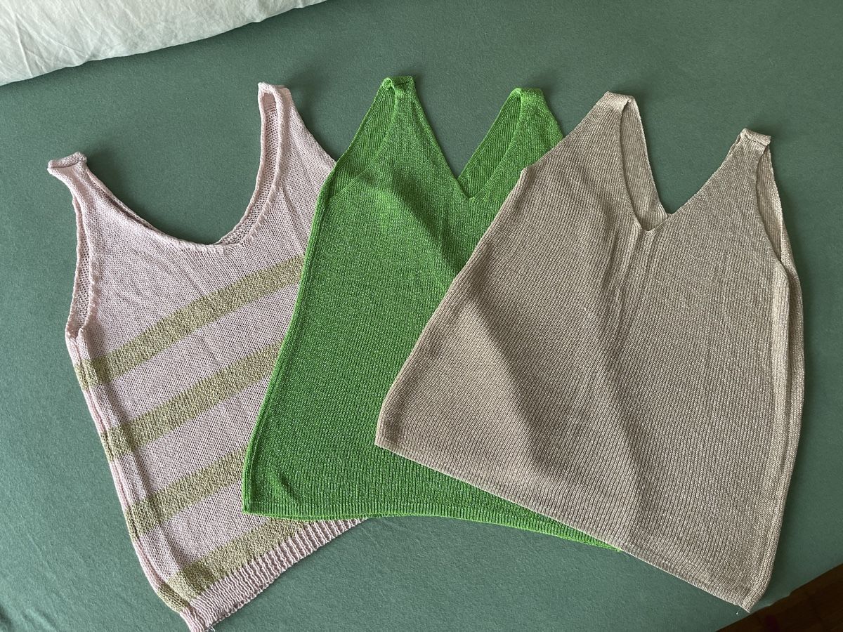 Top: 3 Strick-Tops, mit Glitzerfaden, Gr.M – Usato da Niederwangen BE venduto da Diva_74