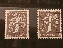 CH 1939 Retuchierungen N° 233Bz.3.01/233Bz.3.03 Kat. Fr. 260