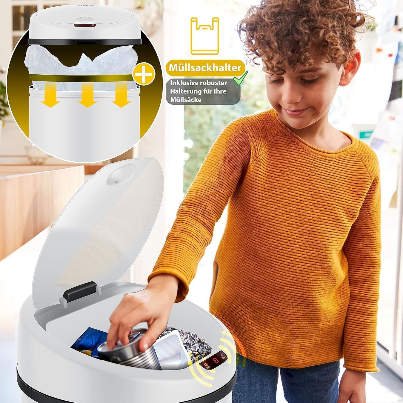 Cestini per rifiuti: Automatik Sensor Mülleimer 30L weiss – Nuovo e nell'imballaggio originale da Bottighofen venduto da zaap 3