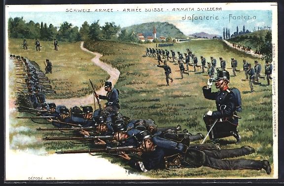 Fotos, Briefe & Postkarten: Litho Schweizer Armee, Infanteriesoldate – Gebraucht aus Berlin von bartko-reher