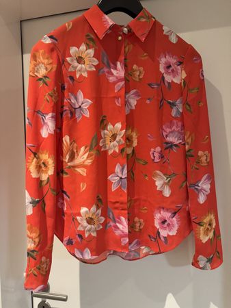 Ted Baker Bluse Gr. 1 / 36 Korallenrot Blumenmuster neu