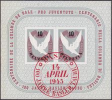 1945, W23 (Basler Tauben Block, Nr.8) mit ET-Stempel K:100.-