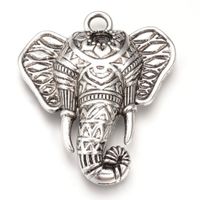 Grosser Elefanten Anhänger antik silbern 55x47mm, 1 Stück