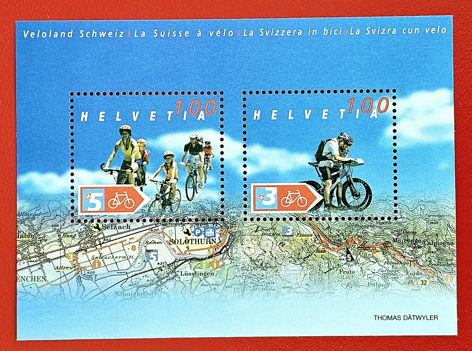 Tutti i francobolli: VELOLAND SCHWEIZ BLOCK 35 1116 - 1118 2004** POSTFRISCH – Nuovo (secondo la descrizione) da Düdingen venduto da Quartierstrasse