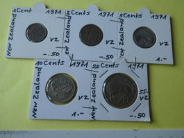 New Zealand, Konvolut alte Münzen 1971