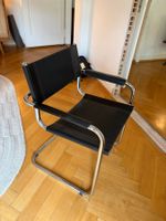 Fauteuil de table type Bauhaus,  cuir et acier chromé