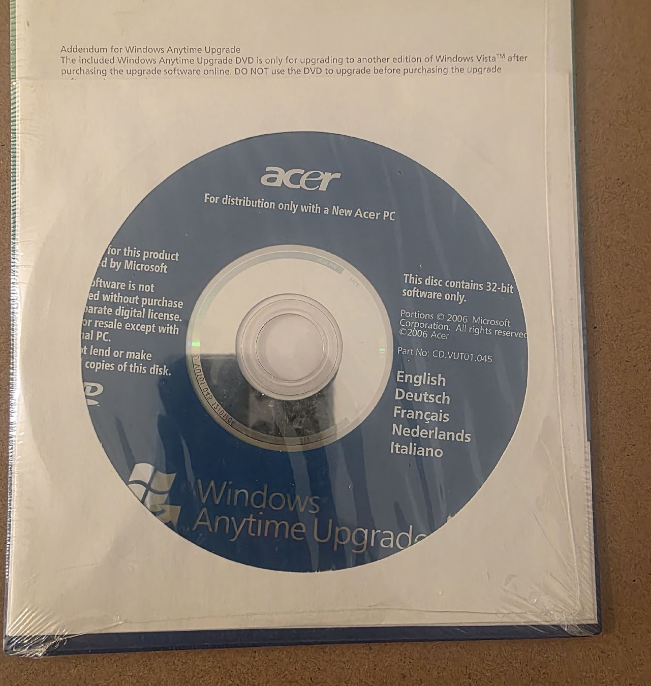 Microsoft Applications: Microsoft Windows Vista Anytime Upgrade 32-bit – Neuf avec emballage d'origine à Riniken par Strikeone 1