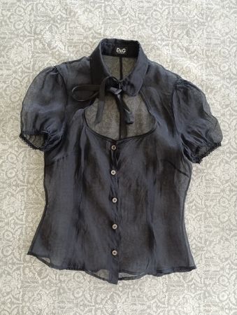 D&G Bluse schwarz transparente kurzarm Grösse XS