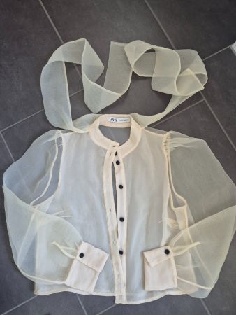Zara sheer ivory blouse size S