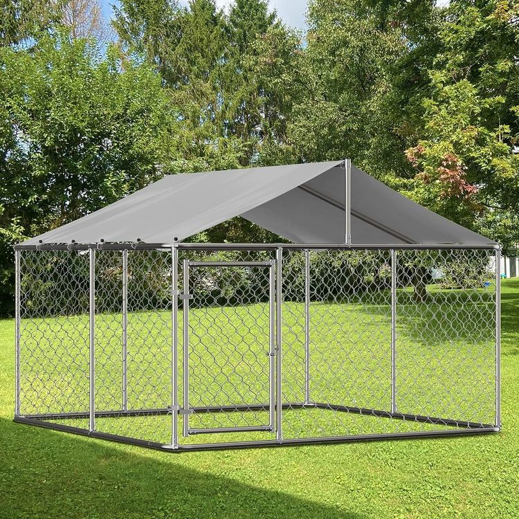 Hundezwinger mit Dach 230x230x165cm Hundehütte Hundekäfig 3