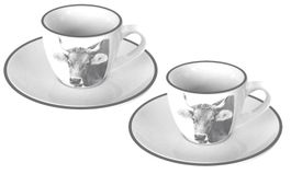 2 Steinlin Espresso-Tasse «Kuh» mit Unterteller