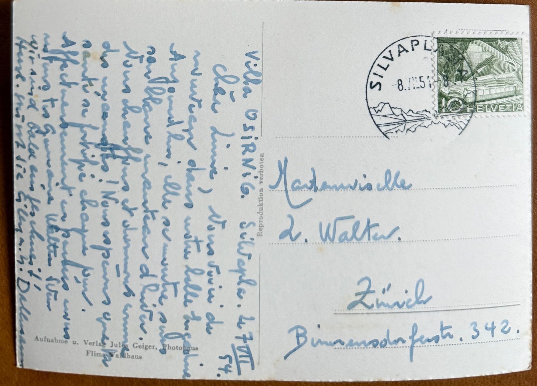 Ansichtskarten: Silvaplana mit Piz La Margna 1954 – Gebraucht aus Lutry von Ediego 1