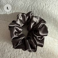 16# dark gray 100% Mulberry Silk Scrunchie Size L - NEW