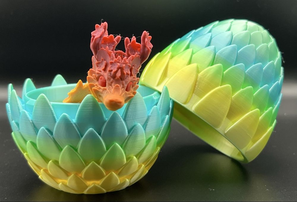 JYB 3D Gedruckter Drache Mit Ei - Beweglicher Kristall Drache Spielzeug & Deko