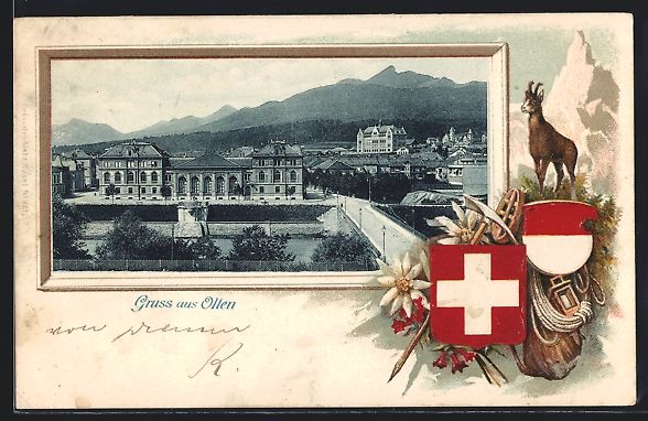 Cartoline postali: Passepartout-Lithographie Olten, Ortsans – Usato da Berlin venduto da bartko-reher