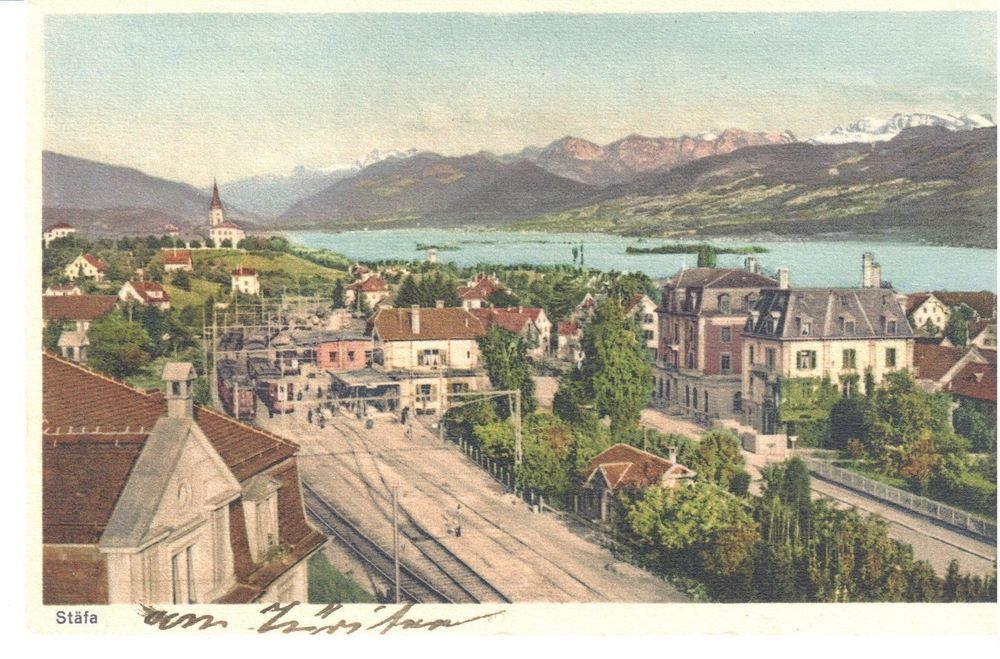 Stäfa Bahnhof, Ansichtskarte; Gelaufen am 23.9.1932 (Gebraucht) in ...