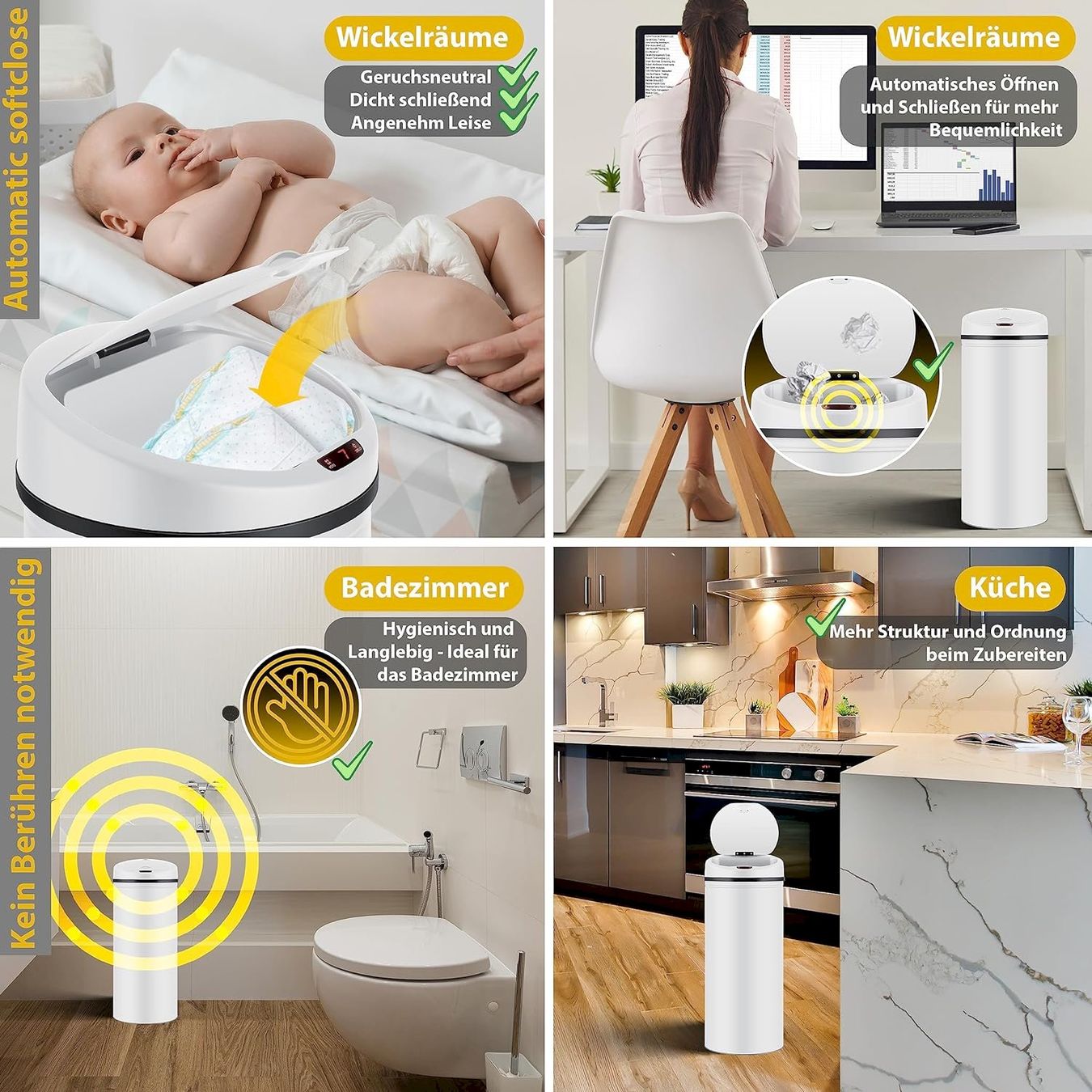 Cestini per rifiuti: Automatik Sensor Mülleimer 30L weiss – Nuovo e nell'imballaggio originale da Bottighofen venduto da zaap 4