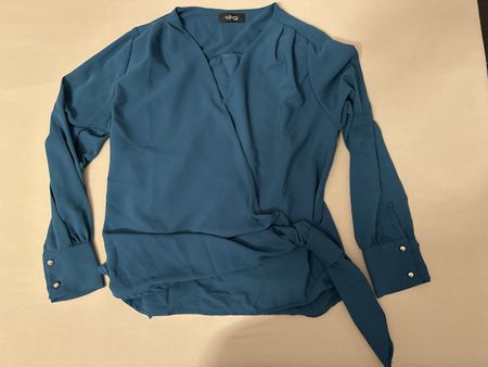 Damen Bluse Gr. M Petrol Wickeloptik Top Zustand Herbst 🍂