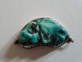 PENDENTIF TIBET ANCIEN TURQUOISE ARGENT