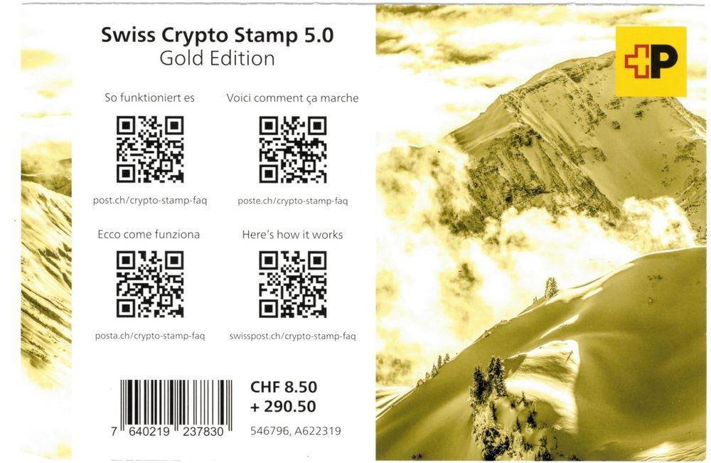 Swiss Crypto Stamp 5.0, Gold Edition, Marie-Theres Nadig 1