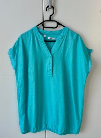 Leinen-Bluse von bonprix, bpc collection, türkis, Grösse 46