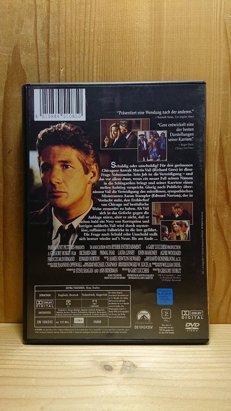 Tutti i DVDs: ZWIELICHT DVD mit Richard Gere – Usato da Wilderswil venduto da Exebub 1
