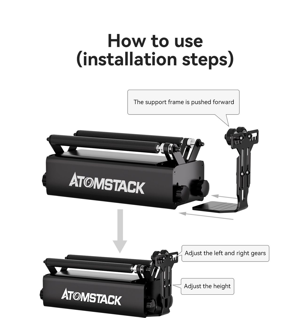 Tutte le macchine: ATOMSTACK R3 Pro Laser-Rotationswalzen-Set mit Stützsäule – Nuovo e nell'imballaggio originale da Malans GR venduto da BUYBEST-Schweiz 6