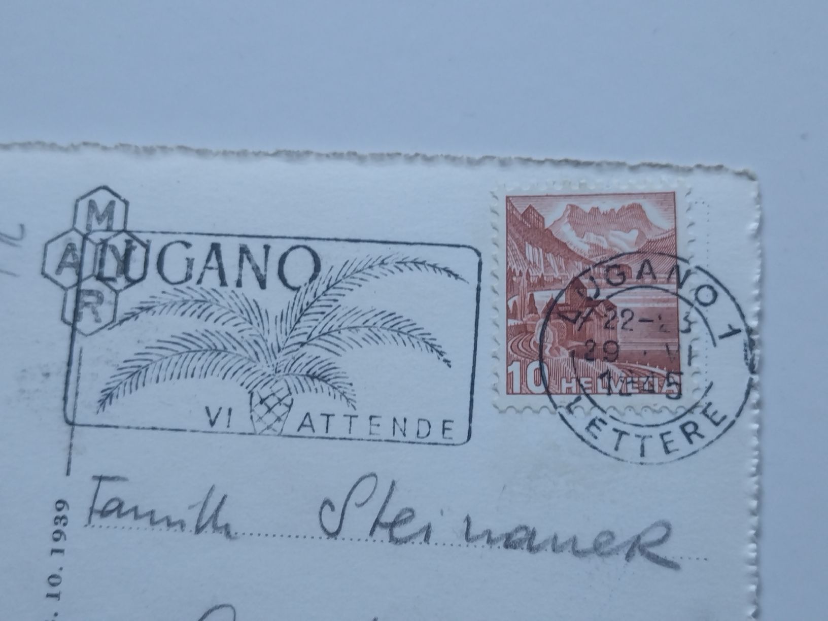 Cartoline postali: Carte postale Lugano Quai 1939  – Usato da Farvagny-le-Grand venduto da LaCaverne 2
