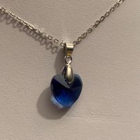Kette mit blauem Kristall HERZ Anhänger, Geschenkidee 💖