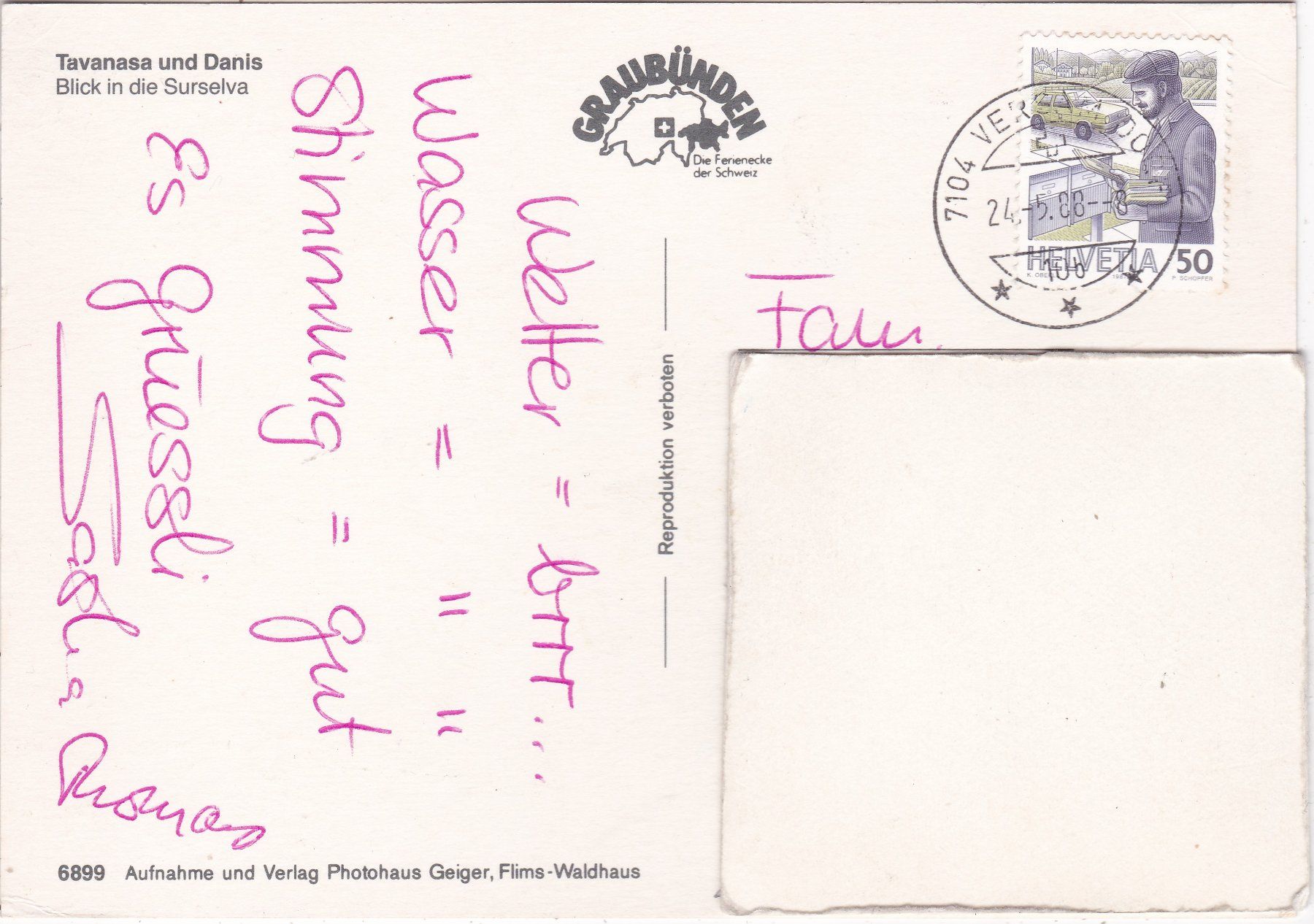 Cartoline postali: Tavanasa und Danis 1988 – Usato da Herisau venduto da Lisegrat2008 1