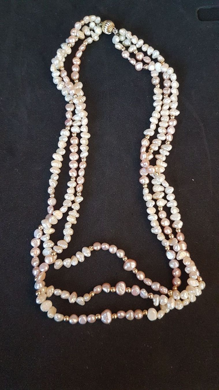Ketten: Biwa Perlenkette mit echten Goldkugeln – Neu (gemäss Beschreibung) aus Unterägeri von Altgoldschmuck 8